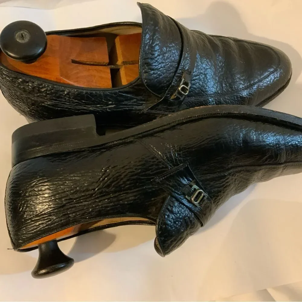 Rare Vintage D’Marco Mens Black Embossed Slip On Loafers Shoes US Sz 9.5M